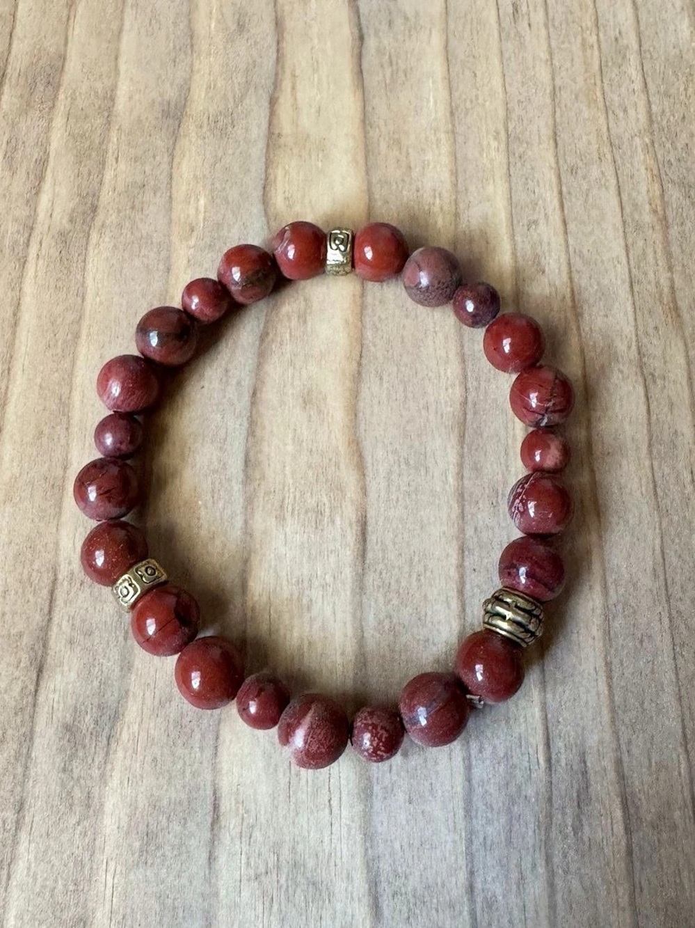 Evolve Mala Sincerity Red Jasper Beaded Bracelet
